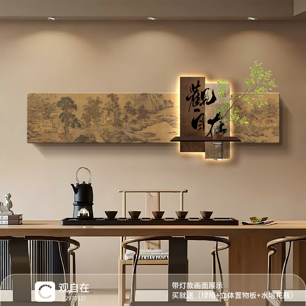 Jianshan calligraphy and painting, living room decorative painting, tea room background wall hanging painting, study and office painting with Song Dynasty aesthetics and illuminated lights