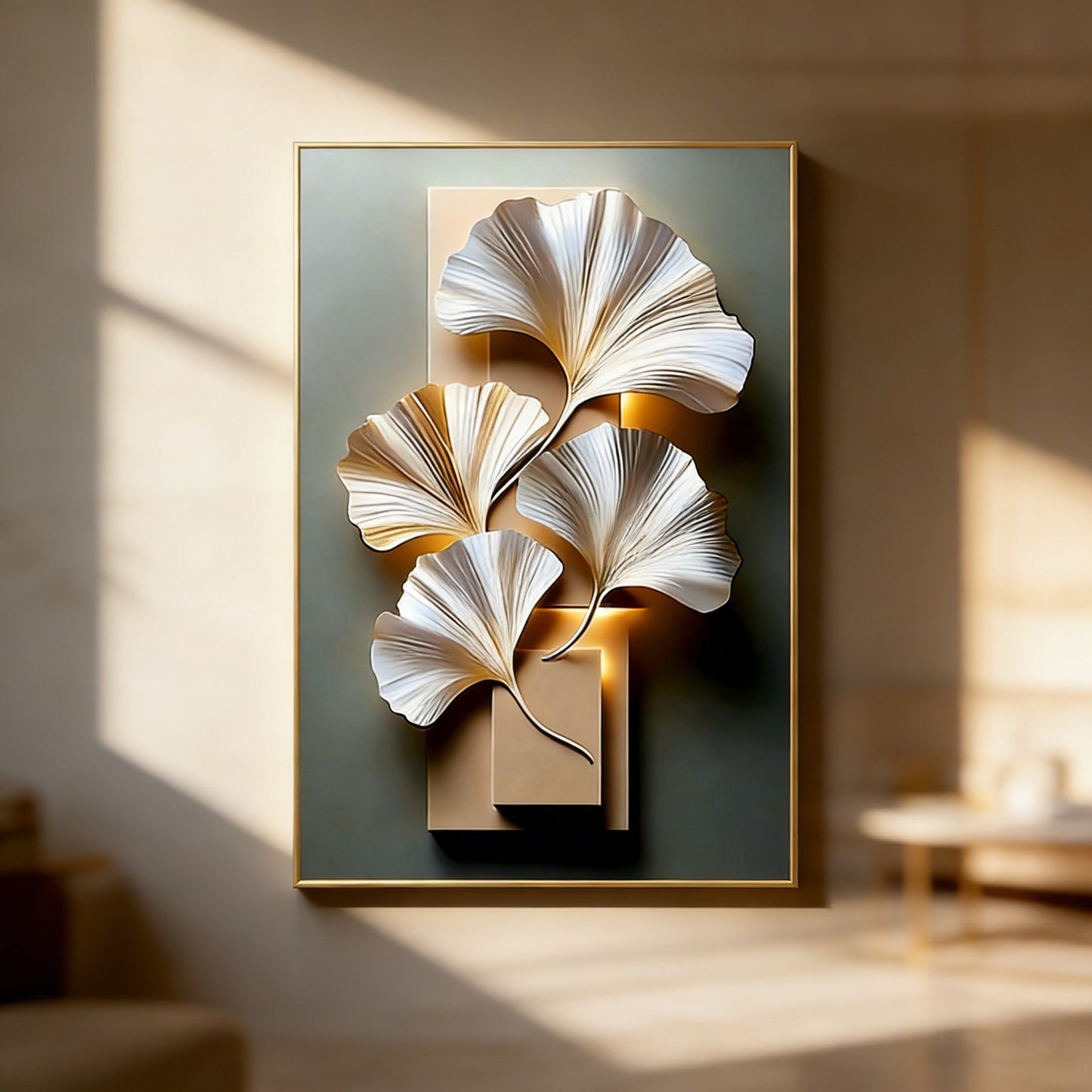 Cross-border Amazon, Shein, AliExpress, TEMU bestsellers: Living room decorative wall art, floor-standing ginkgo leaf paintings, hallway wall hangings