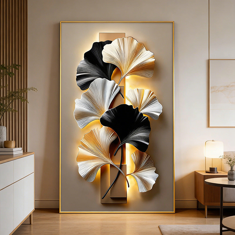 Cross-border Amazon, Shein, AliExpress, TEMU bestsellers: Living room decorative wall art, floor-standing ginkgo leaf paintings, hallway wall hangings
