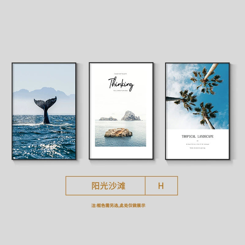 Seascape Living Room Decorative Artwork Modern Minimalist Sofa Feature Wall Hanging Nordic Art Triptych Bedroom Wall Art