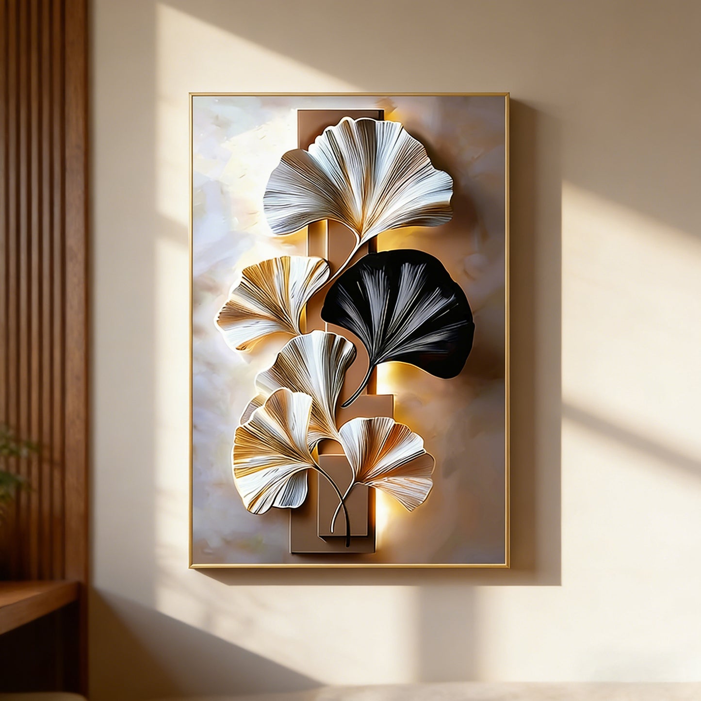Cross-border Amazon, Shein, AliExpress, TEMU bestsellers: Living room decorative wall art, floor-standing ginkgo leaf paintings, hallway wall hangings