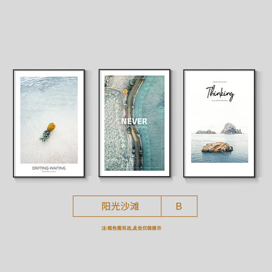 Seascape Living Room Decorative Artwork Modern Minimalist Sofa Feature Wall Hanging Nordic Art Triptych Bedroom Wall Art
