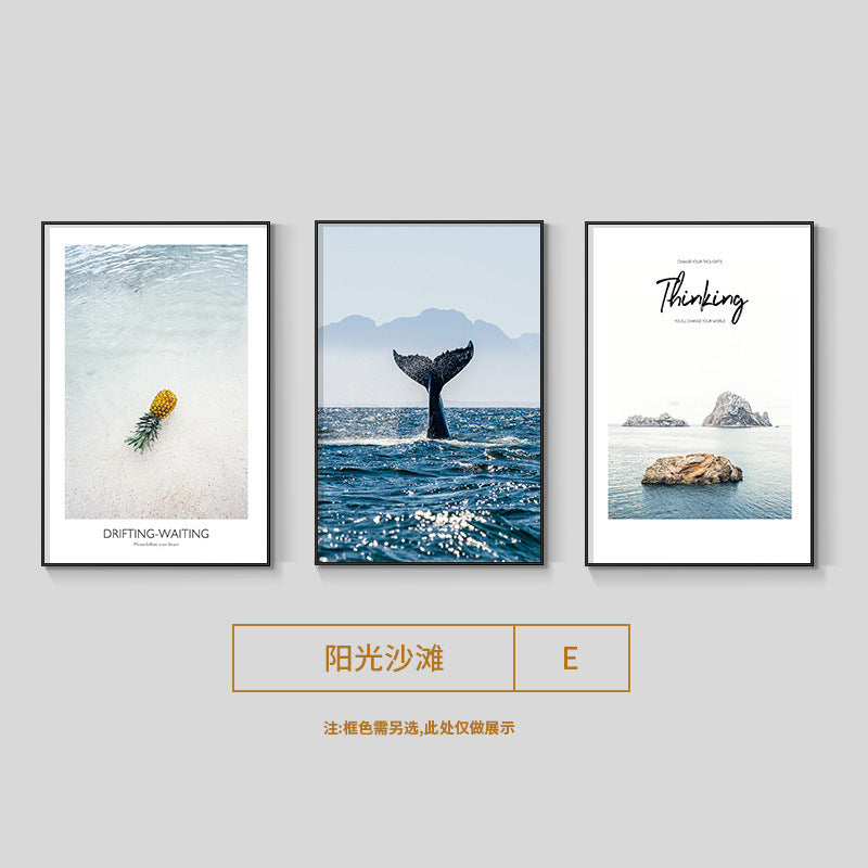 Seascape Living Room Decorative Artwork Modern Minimalist Sofa Feature Wall Hanging Nordic Art Triptych Bedroom Wall Art