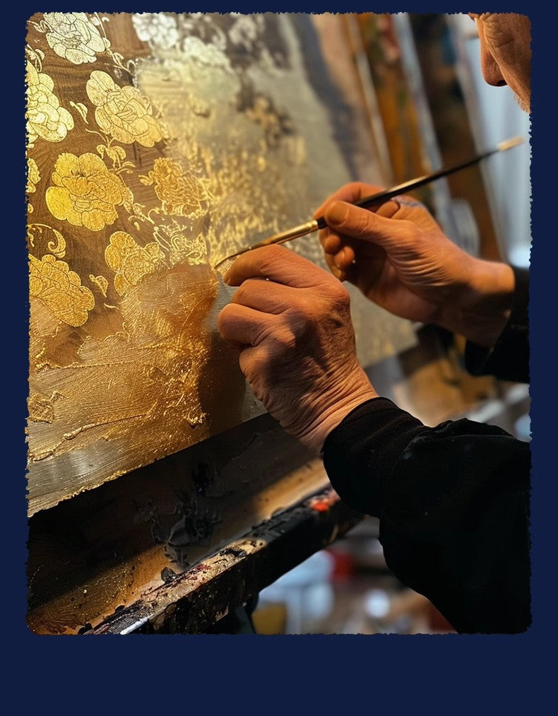 Original Design “The Kiss” Textured Gold-Embossed Decorative Artwork Export-Grade Abstract Art for Europe and America Entrance Hall Hanging Panel Hotel Mural