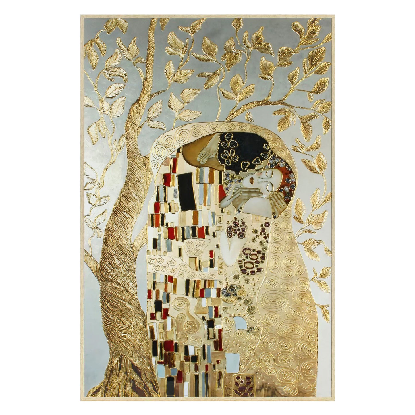 Original Design “The Kiss” Textured Gold-Embossed Decorative Artwork Export-Grade Abstract Art for Europe and America Entrance Hall Hanging Panel Hotel Mural