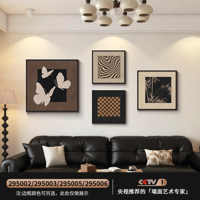 Medieval-style living room sofa background wall decorative painting2025New combination mural with a high-end feel, floral four-panel hanging painting