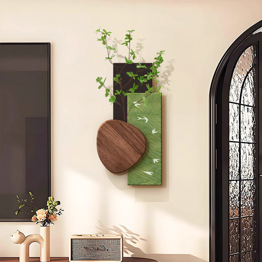Medieval-style living room decorative painting, high-end TV background wall hanging painting, creative green plant dining room large white wall mural