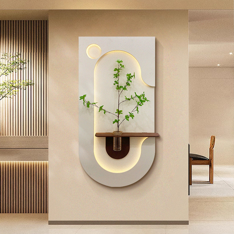 Cream-style entrance decorative painting, hydroponic green plants, wall lamp hanging painting for the hallway, corridor wall art, three-dimensional sandstone mural