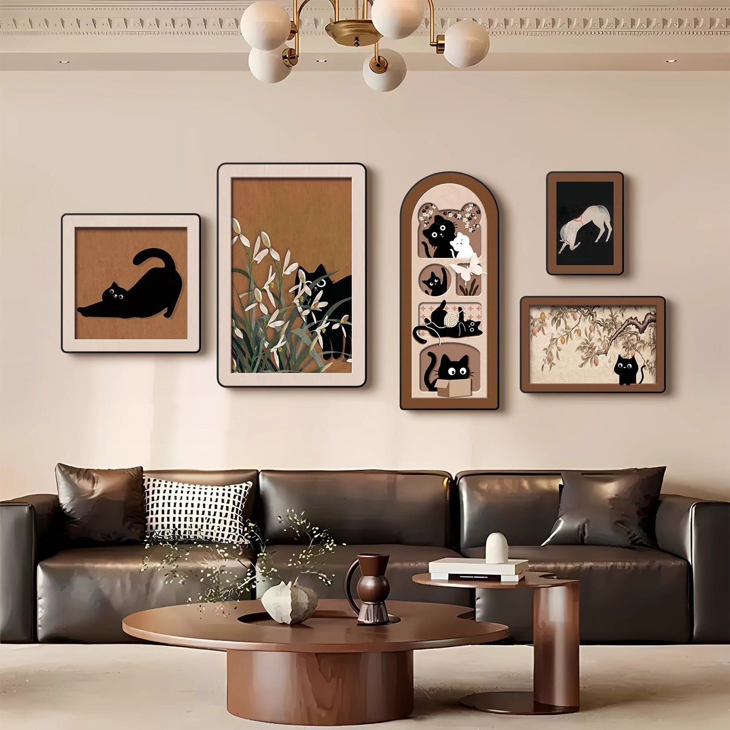 Relaxing Moments Living Room Decorative Painting: Medieval Style French Retro Sofa Background Wall Hanging Painting, High-End Combination Wall Art