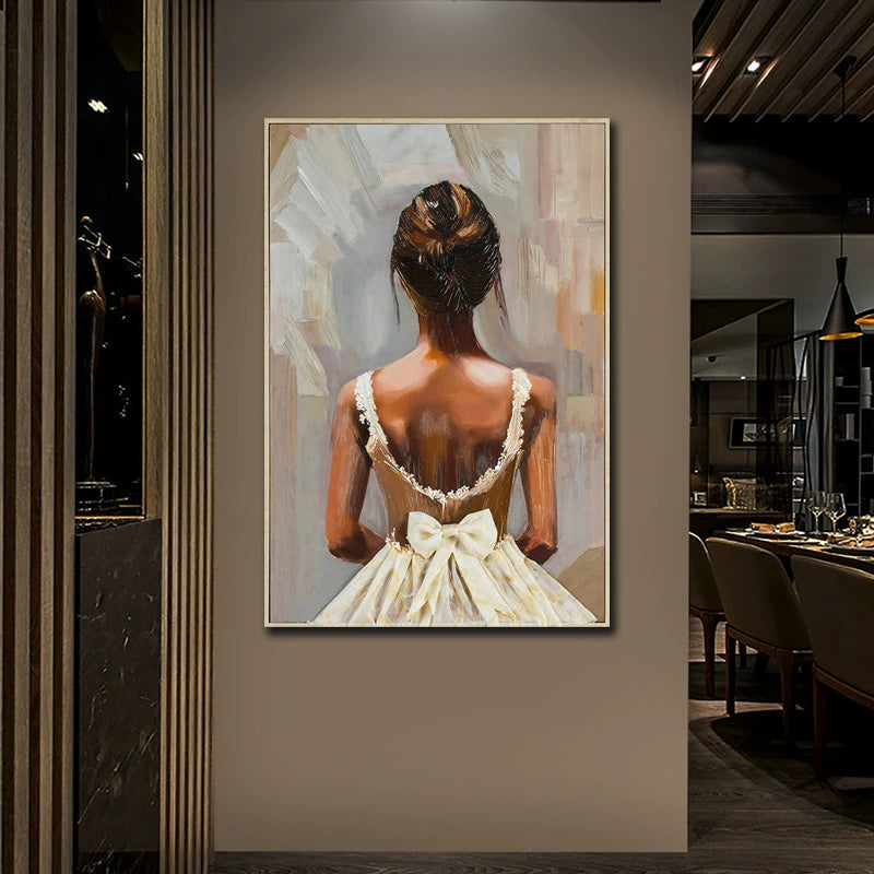 Hand-painted figure texture oil painting High-end and sophisticated Physical installation art mural Commercial hotel and guesthouse backdrop wall decoration