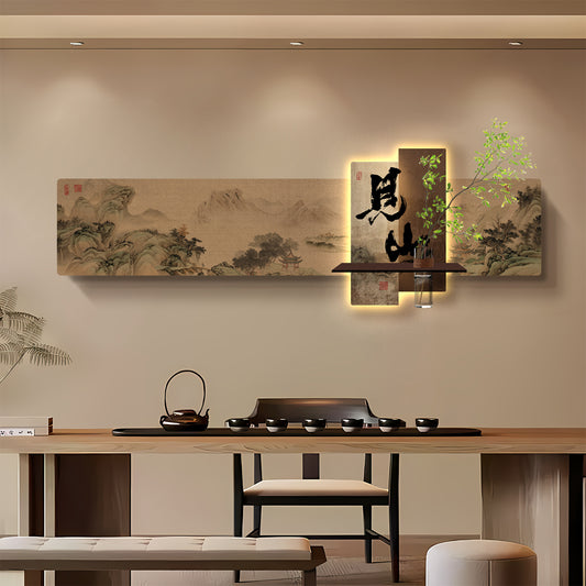 Jianshan calligraphy and painting, living room decorative painting, tea room background wall hanging painting, study and office painting with Song Dynasty aesthetics and illuminated lights