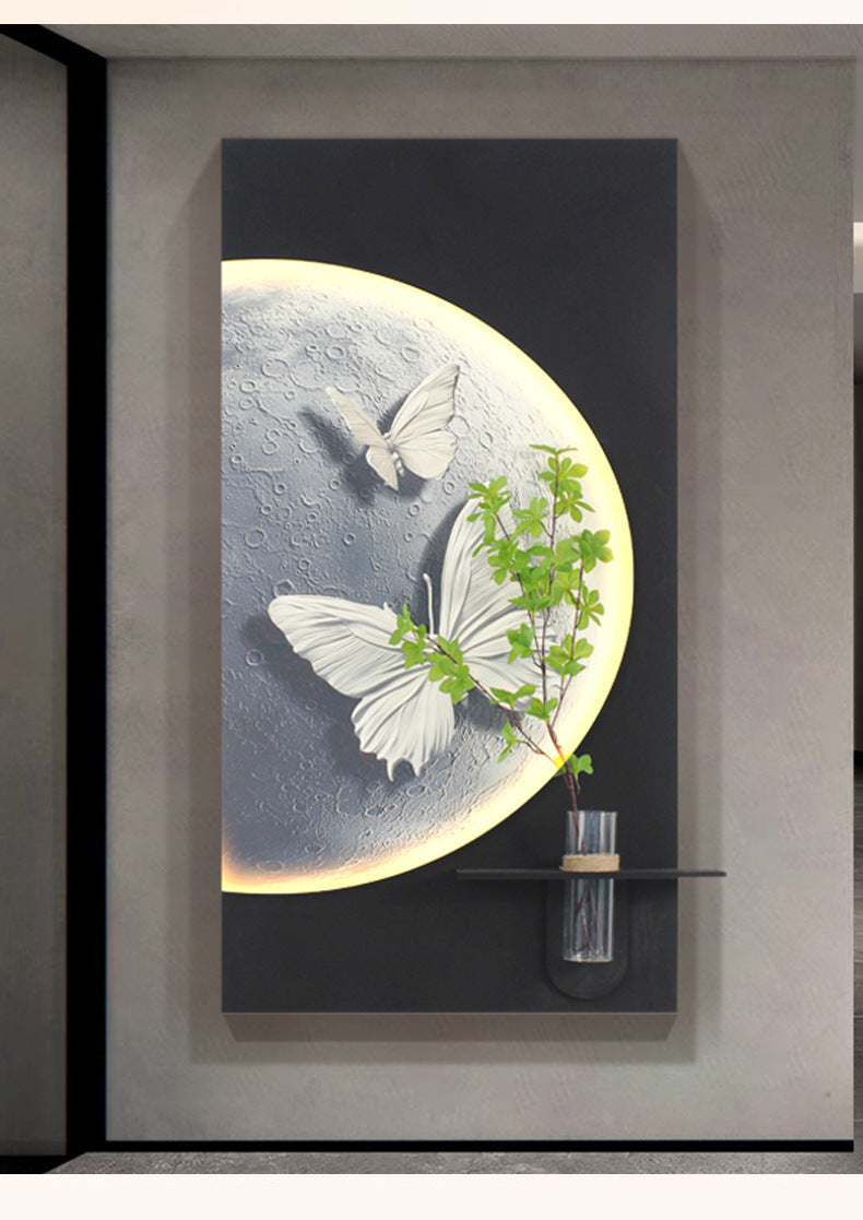 Contemporary Luxury Entryway Decorative Artwork Three-dimensional Sandstone Living Room Mural Vertical Wall Lamp Hanging Artwork Corridor and Hallway Wall Art