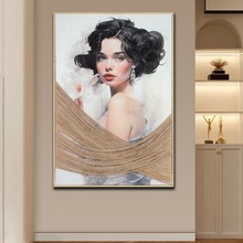 Hand-painted figure texture oil painting High-end and sophisticated Physical installation art mural Commercial hotel and guesthouse backdrop wall decoration