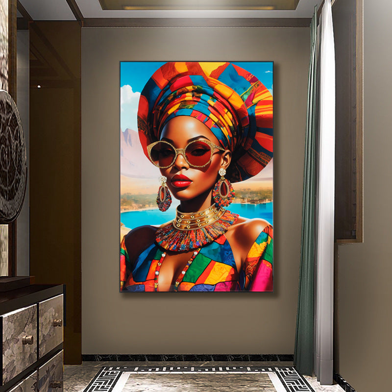 American-Style Luxury Entryway Decorative Painting Handcrafted 3D Installation Art Mural Premium Vertical Wall Hanging for Living Room Hallways