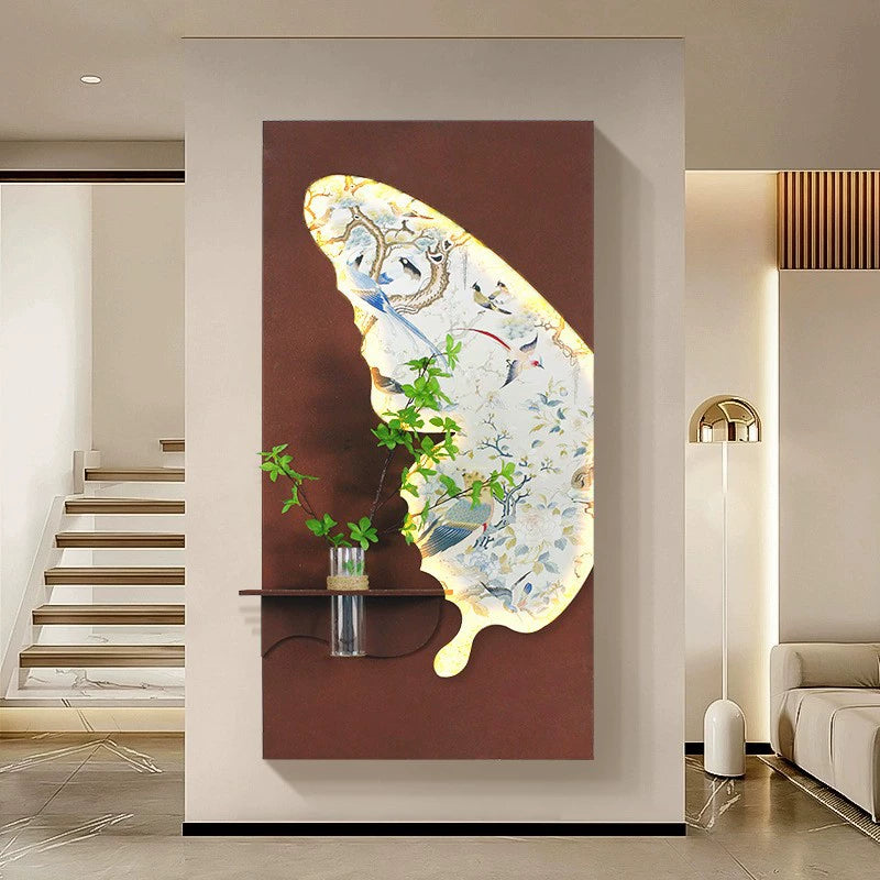 Contemporary Luxury Entryway Decorative Artwork Three-dimensional Sandstone Living Room Mural Vertical Wall Lamp Hanging Artwork Corridor and Hallway Wall Art