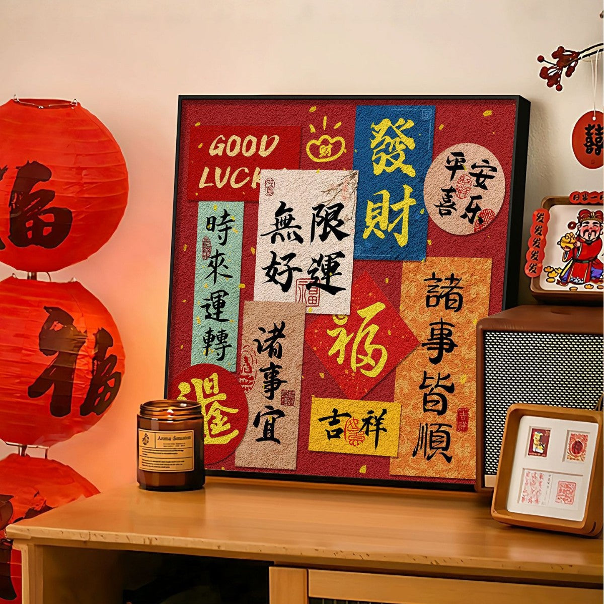 New restaurant decorative paintings, New Year festive wall art, calligraphy and paintings, good fortune table decorations, custom-made paintings