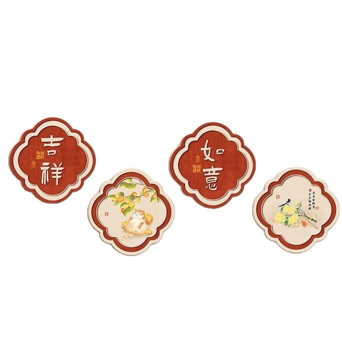 Peace and Joy Living Room Sofa Background Wall Decorative Painting New Chinese Style Entryway Hanging Painting Corridor Aisle Combination Mural