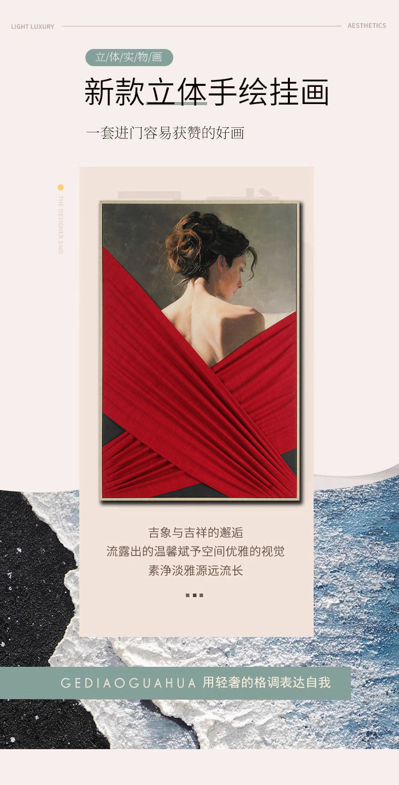Hand-painted figure texture oil painting High-end and sophisticated Physical installation art mural Commercial hotel and guesthouse backdrop wall decoration
