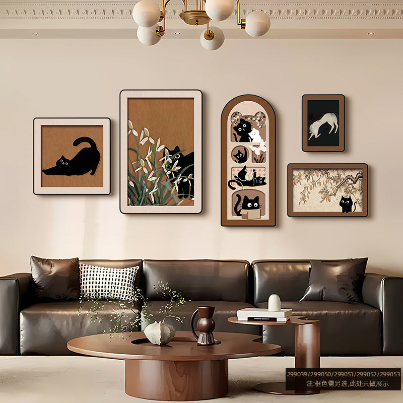Relaxing Moments Living Room Decorative Painting: Medieval Style French Retro Sofa Background Wall Hanging Painting, High-End Combination Wall Art