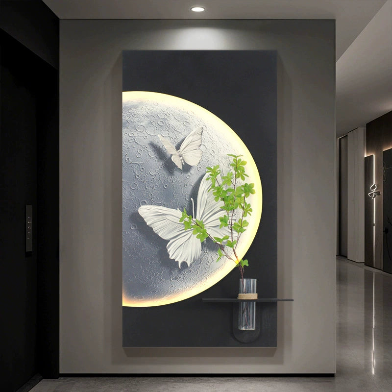 Contemporary Luxury Entryway Decorative Artwork Three-dimensional Sandstone Living Room Mural Vertical Wall Lamp Hanging Artwork Corridor and Hallway Wall Art