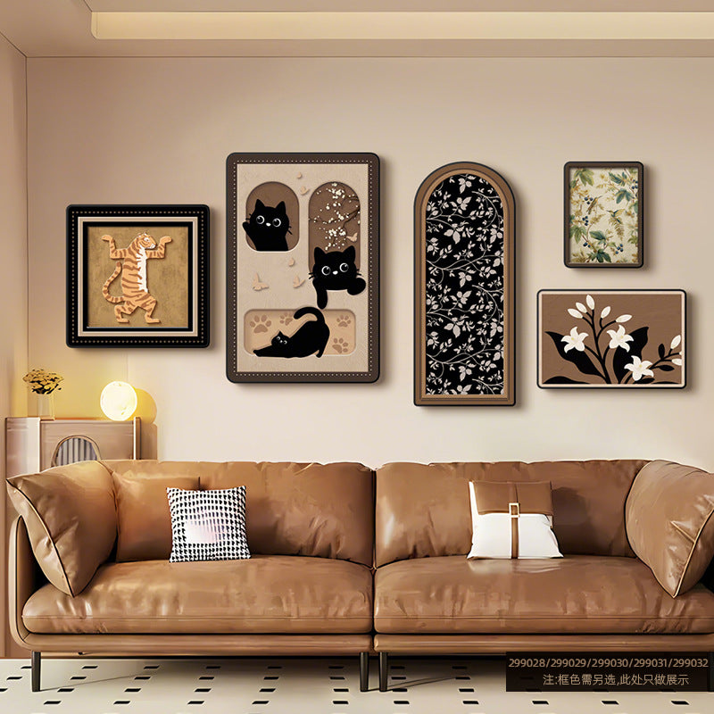 Relaxing Moments Living Room Decorative Painting: Medieval Style French Retro Sofa Background Wall Hanging Painting, High-End Combination Wall Art