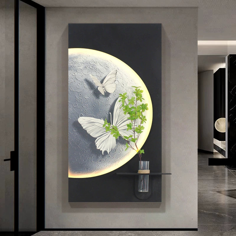 Contemporary Luxury Entryway Decorative Artwork Three-dimensional Sandstone Living Room Mural Vertical Wall Lamp Hanging Artwork Corridor and Hallway Wall Art