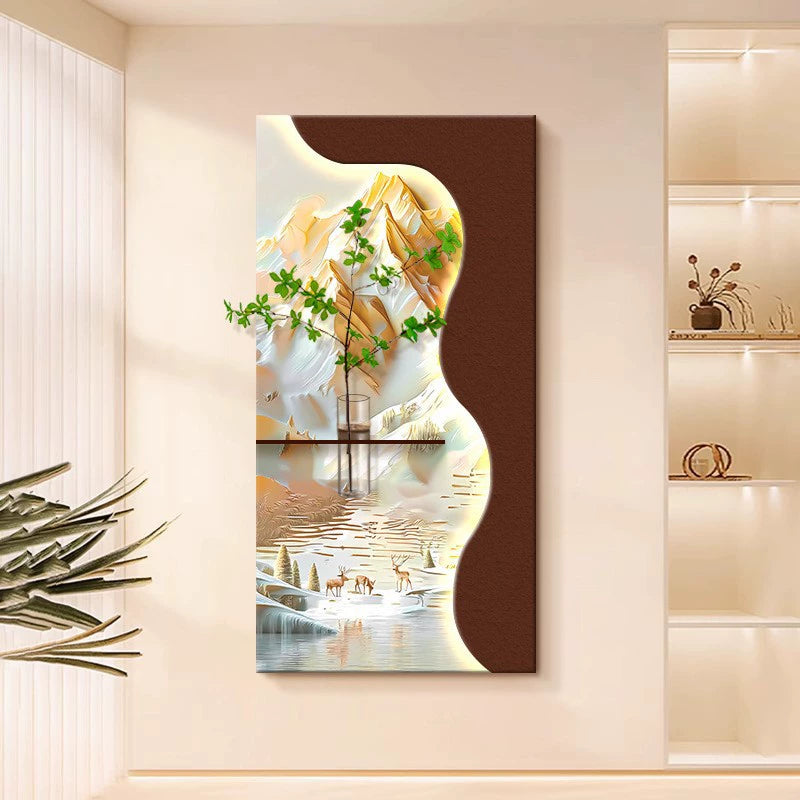 Contemporary Luxury Entryway Decorative Artwork Three-dimensional Sandstone Living Room Mural Vertical Wall Lamp Hanging Artwork Corridor and Hallway Wall Art
