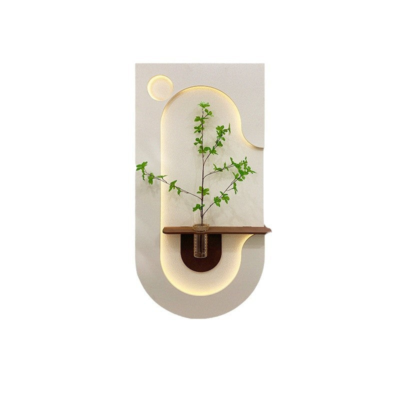 Cream-style entrance decorative painting, hydroponic green plants, wall lamp hanging painting for the hallway, corridor wall art, three-dimensional sandstone mural