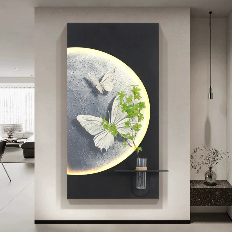 Contemporary Luxury Entryway Decorative Artwork Three-dimensional Sandstone Living Room Mural Vertical Wall Lamp Hanging Artwork Corridor and Hallway Wall Art