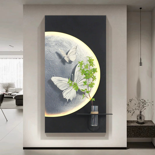 Contemporary Luxury Entryway Decorative Artwork Three-dimensional Sandstone Living Room Mural Vertical Wall Lamp Hanging Artwork Corridor and Hallway Wall Art