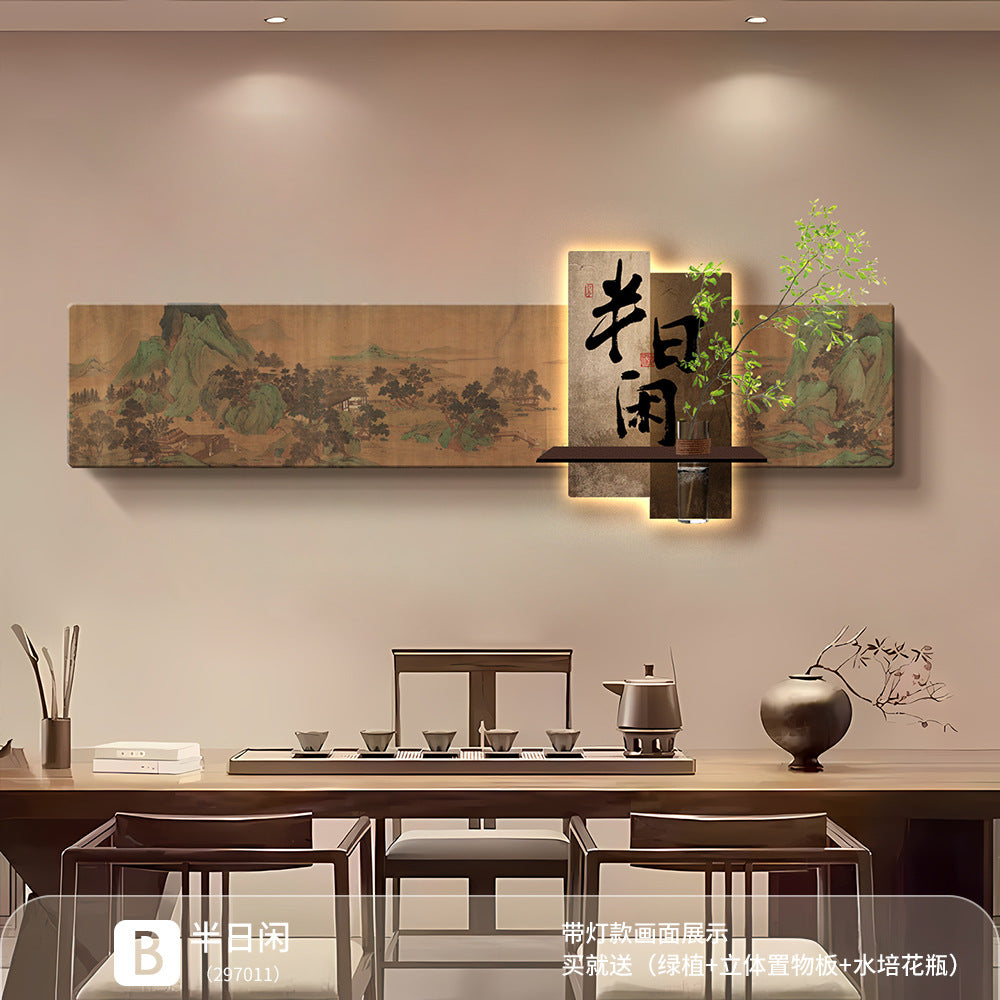 Jianshan calligraphy and painting, living room decorative painting, tea room background wall hanging painting, study and office painting with Song Dynasty aesthetics and illuminated lights
