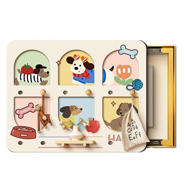 Cartoon puppy perforated board decorative painting for electric meter box, dopamine-style power box cover, storage rack, and decorative hanging painting