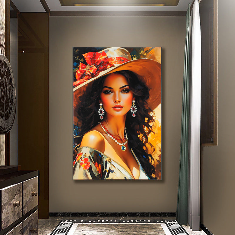American-Style Luxury Entryway Decorative Painting Handcrafted 3D Installation Art Mural Premium Vertical Wall Hanging for Living Room Hallways