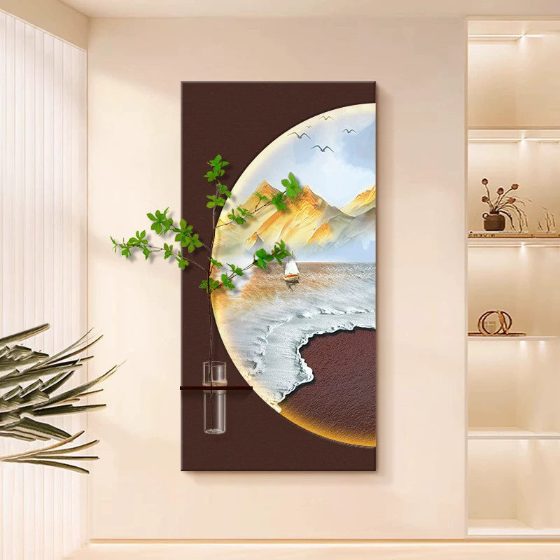 Contemporary Luxury Entryway Decorative Artwork Three-dimensional Sandstone Living Room Mural Vertical Wall Lamp Hanging Artwork Corridor and Hallway Wall Art
