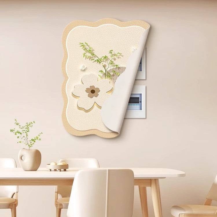Persimmon-themed magnetic decorative painting for electric meter box, vertical cream-style cover for power distribution box, strong and weak current box cover-up hanging painting