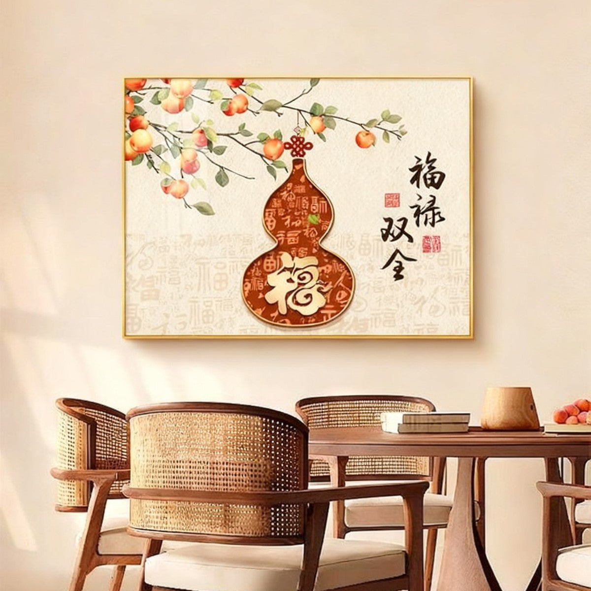 Five Blessings Gourd New Chinese Style Electric Meter Box Decorative Painting2025New creative decorative wall art for concealing electrical panels