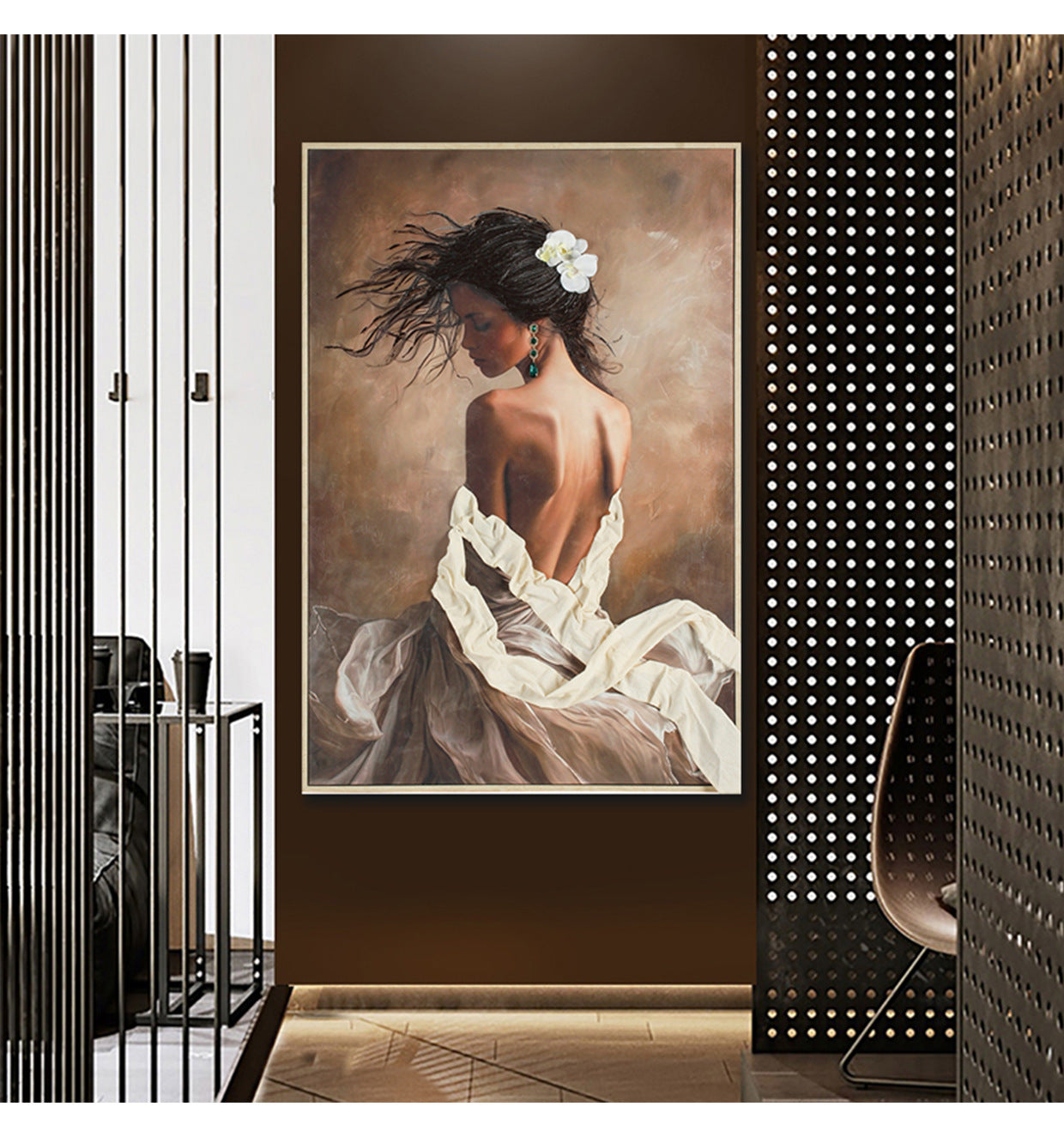 Hand-painted figure texture oil painting High-end and sophisticated Physical installation art mural Commercial hotel and guesthouse backdrop wall decoration