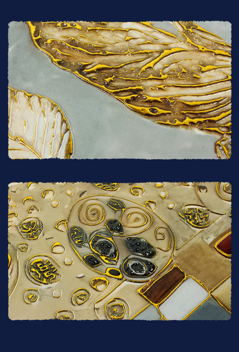 Original Design “The Kiss” Textured Gold-Embossed Decorative Artwork Export-Grade Abstract Art for Europe and America Entrance Hall Hanging Panel Hotel Mural