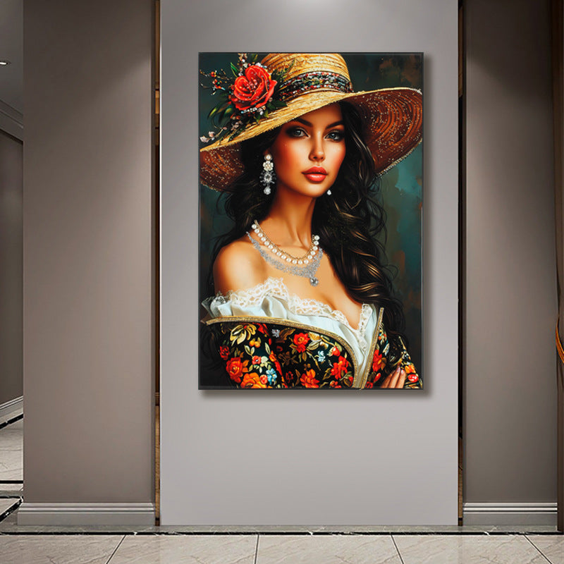 American-Style Luxury Entryway Decorative Painting Handcrafted 3D Installation Art Mural Premium Vertical Wall Hanging for Living Room Hallways