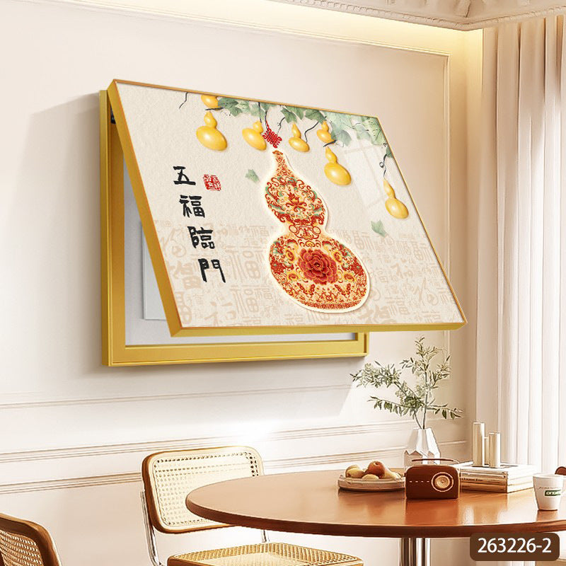 Five Blessings Gourd New Chinese Style Electric Meter Box Decorative Painting2025New creative decorative wall art for concealing electrical panels