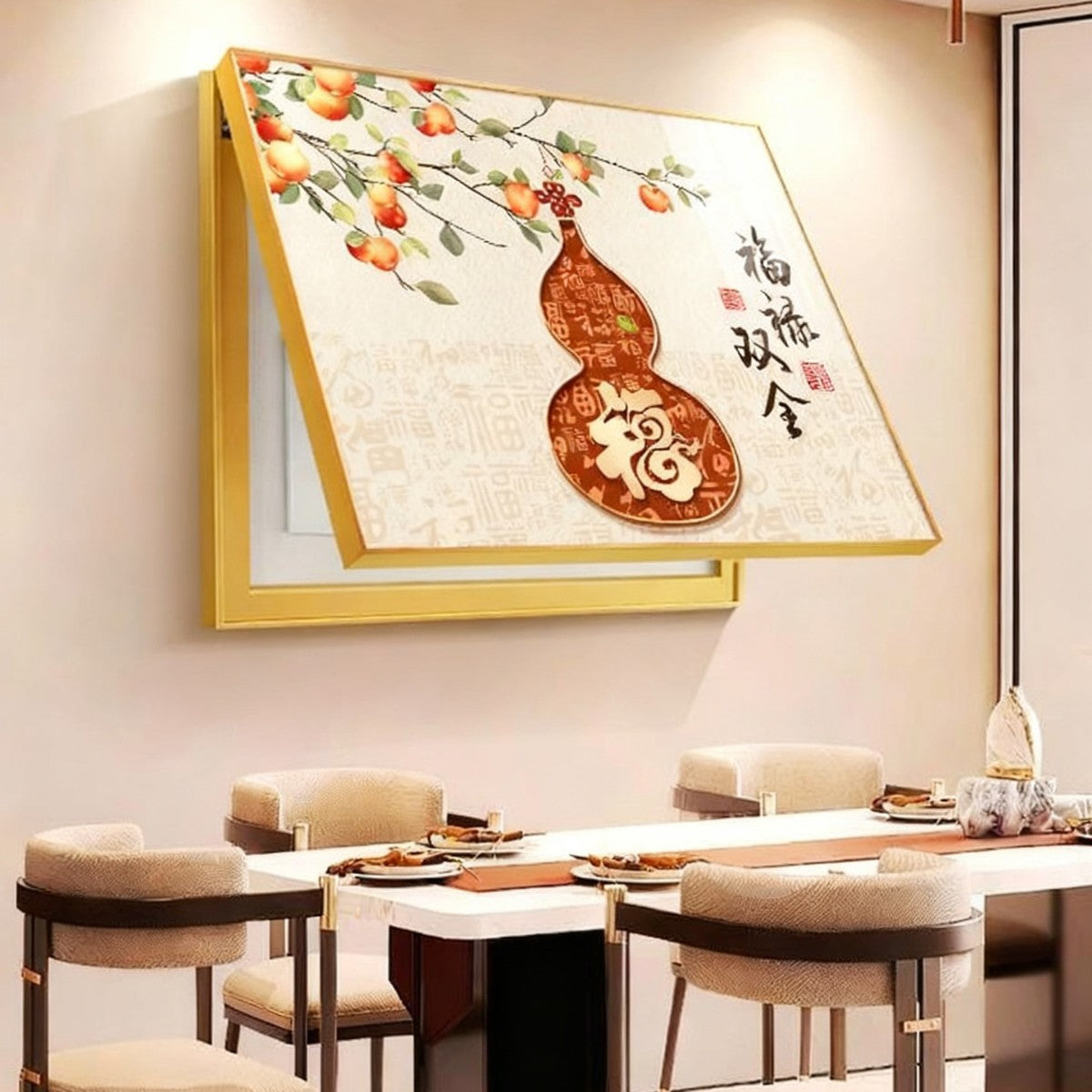 Five Blessings Gourd New Chinese Style Electric Meter Box Decorative Painting2025New creative decorative wall art for concealing electrical panels