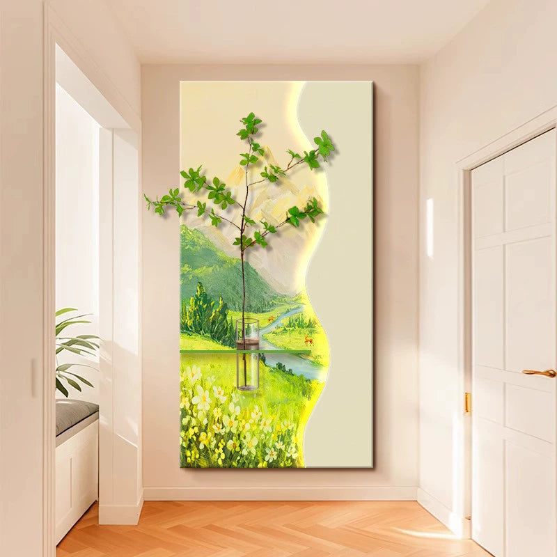 Contemporary Luxury Entryway Decorative Artwork Three-dimensional Sandstone Living Room Mural Vertical Wall Lamp Hanging Artwork Corridor and Hallway Wall Art