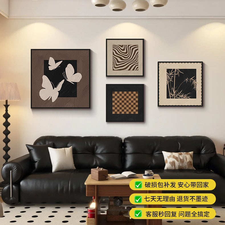 Medieval-style living room sofa background wall decorative painting2025New combination mural with a high-end feel, floral four-panel hanging painting