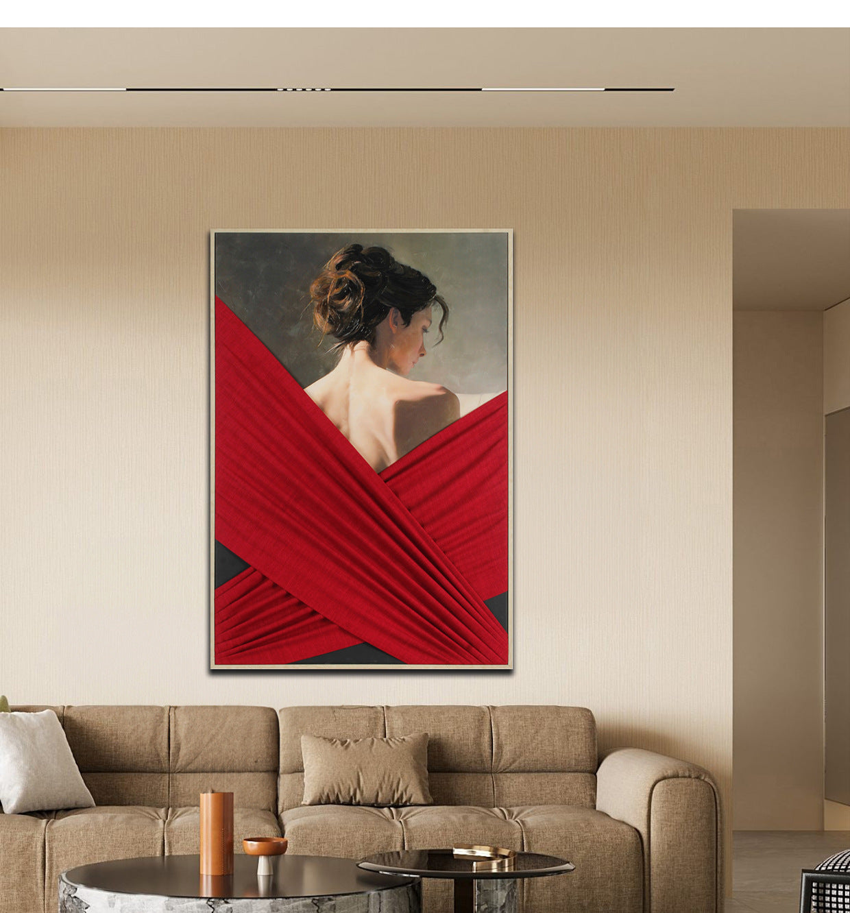 Hand-painted figure texture oil painting High-end and sophisticated Physical installation art mural Commercial hotel and guesthouse backdrop wall decoration