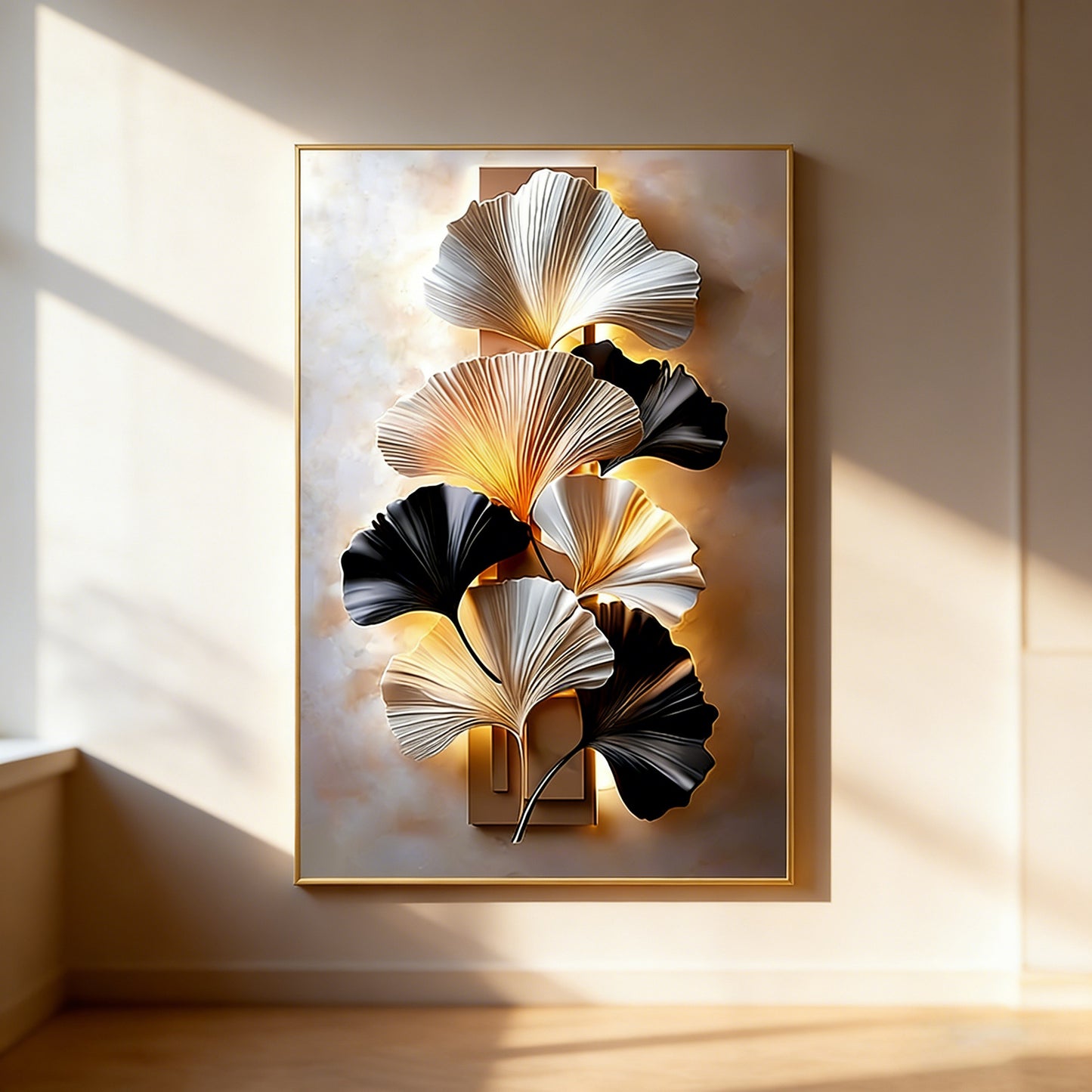 Cross-border Amazon, Shein, AliExpress, TEMU bestsellers: Living room decorative wall art, floor-standing ginkgo leaf paintings, hallway wall hangings